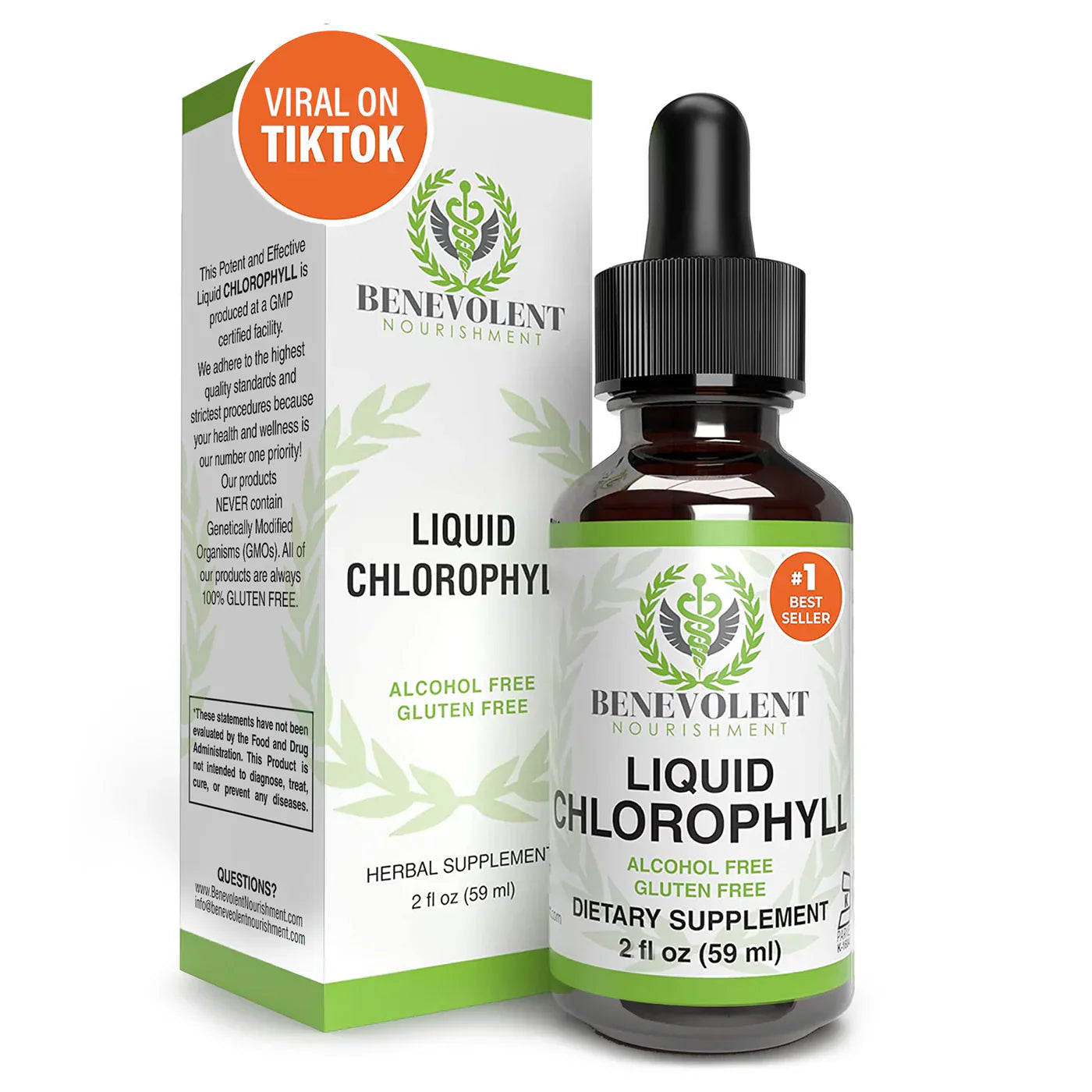 Benevolent Chlorophyll Liquid Drops – Chlorophyll Drops for Detox, Immune & Gut Support
