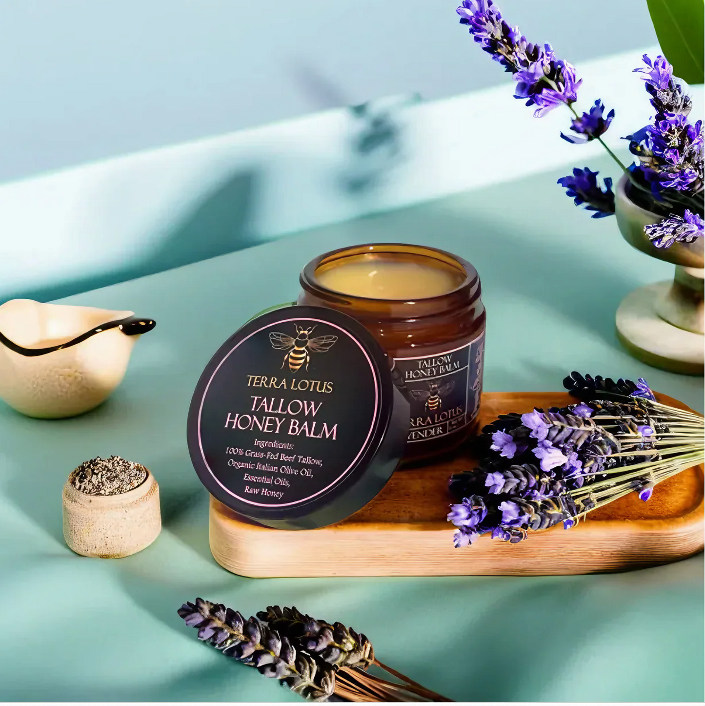 Organic Beef Tallow and Manuka Honey Balm, 4oz, Organic Face Cream, Moisturizer, Body Lotion, Skin Care and Lip Balm