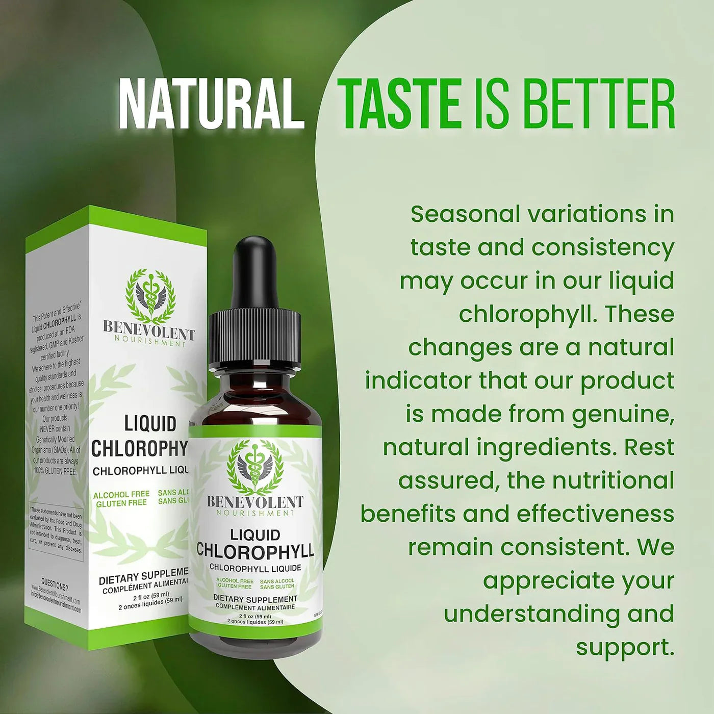 Benevolent Chlorophyll Liquid Drops – Chlorophyll Drops for Detox, Immune & Gut Support