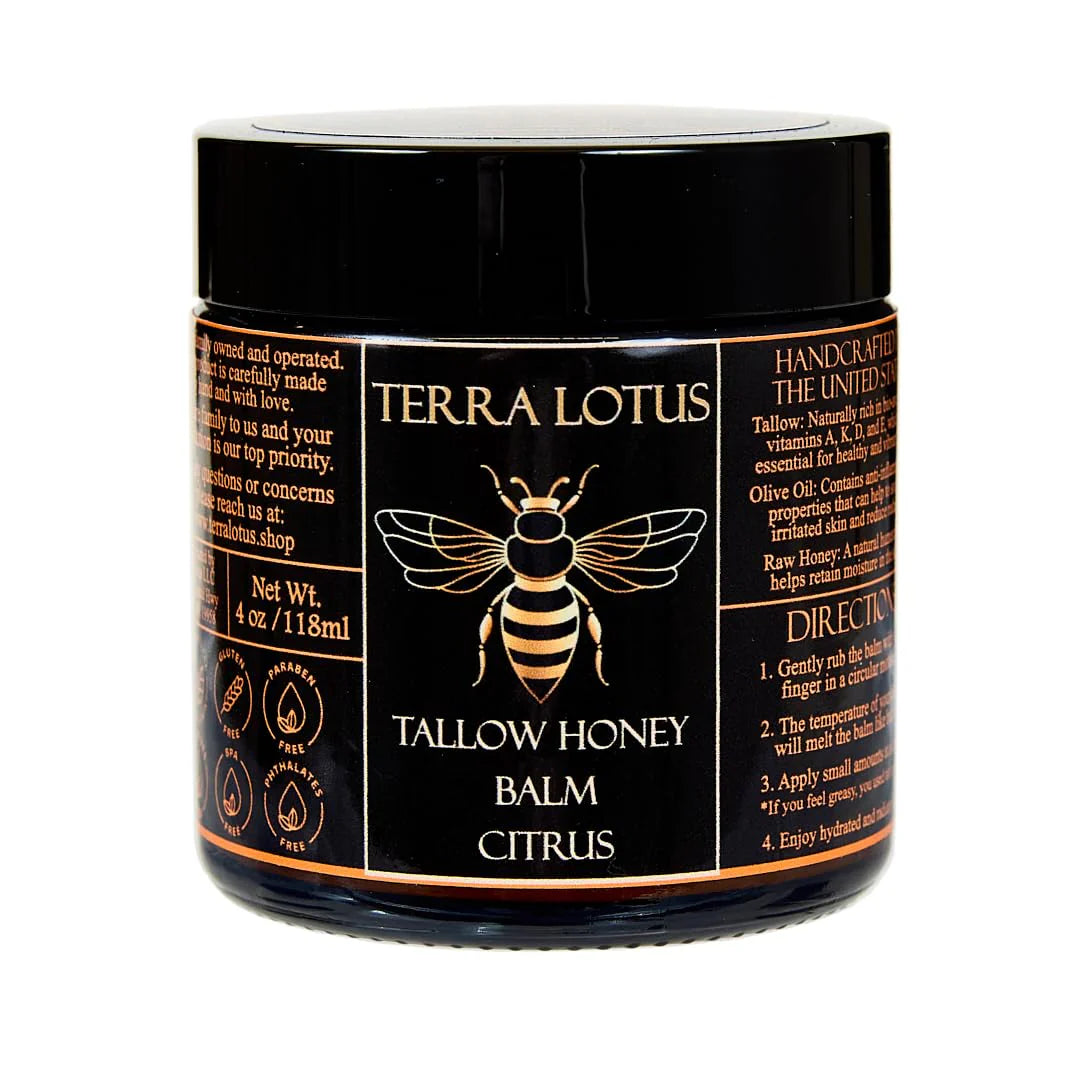 Organic Beef Tallow and Manuka Honey Balm, 4oz, Organic Face Cream, Moisturizer, Body Lotion, Skin Care and Lip Balm