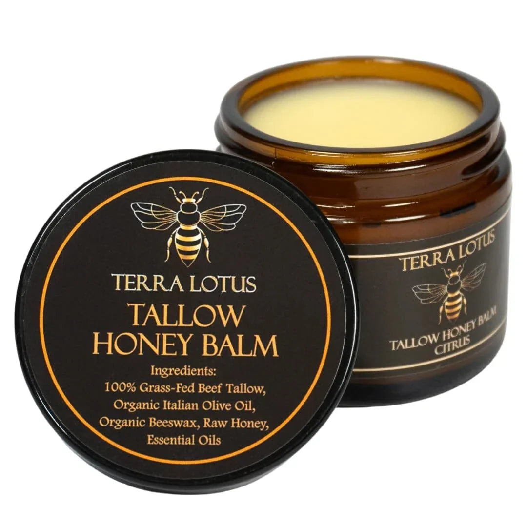 Organic Beef Tallow and Manuka Honey Balm, 4oz, Organic Face Cream, Moisturizer, Body Lotion, Skin Care and Lip Balm
