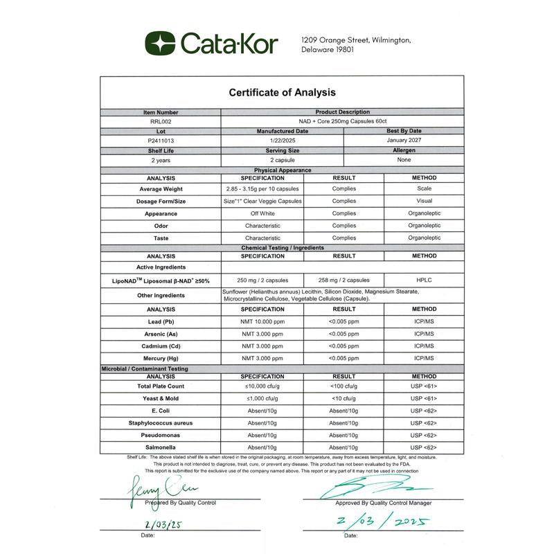 Cata-Kor NR900 - NAD+ Supplement for Skin Aging Support, Energy, and Focus
