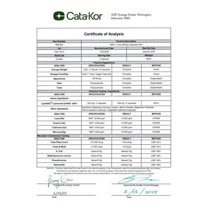 Cata-Kor NR900 - NAD+ Supplement for Skin Aging Support, Energy, and Focus