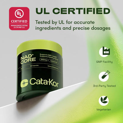 Cata-Kor NR900 - NAD+ Supplement for Skin Aging Support, Energy, and Focus