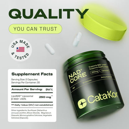 Cata-Kor NR900 - NAD+ Supplement for Skin Aging Support, Energy, and Focus