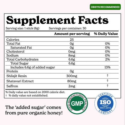 She-Lajit - Himalayan Pure Shilajit Honey Sticks