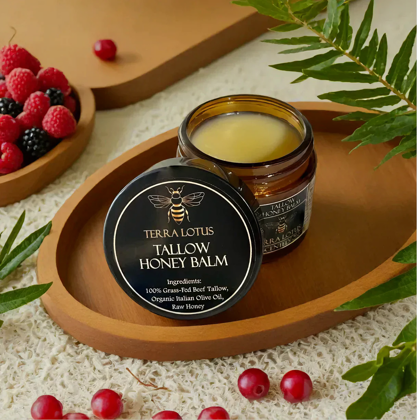 Organic Beef Tallow and Manuka Honey Balm, 4oz, Organic Face Cream, Moisturizer, Body Lotion, Skin Care and Lip Balm