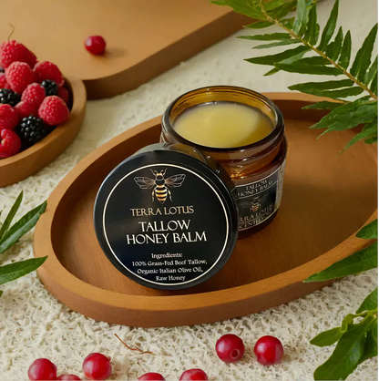Organic Beef Tallow and Manuka Honey Balm, 4oz, Organic Face Cream, Moisturizer, Body Lotion, Skin Care and Lip Balm